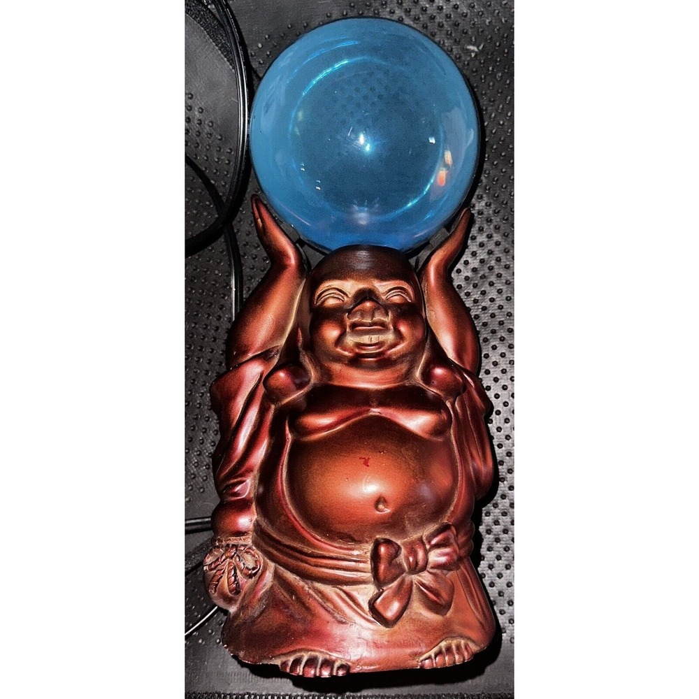 Lumisource Electra Happy Bronze Buddha Plasma Lamp Blue Lightning Orb / Sphere